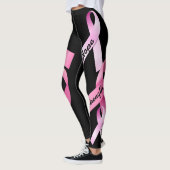 Leggings Mots d'alimentation rose ruban Personnalisez le Mo (Gauche)