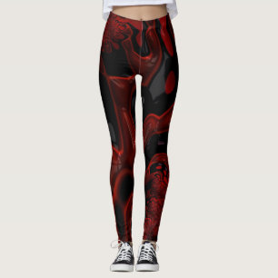 Leggings Mouillez la peinture épaisse rouge et noire de