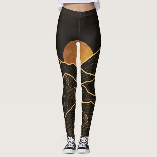 Leggings Mountain Luxury : Golden Line Elegance (Devant)