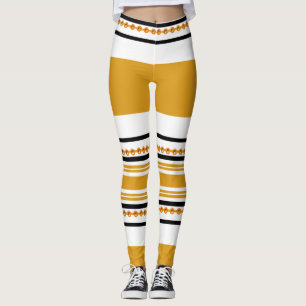 Leggings Moutarde blanche de noir tribal ethnique de motif