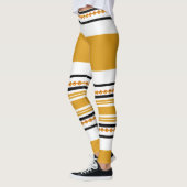 Leggings Moutarde blanche de noir tribal ethnique de motif (Gauche)