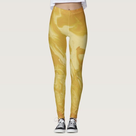 Leggings Moutarde Jaune Abstrait, Moderne Tendance (Devant)