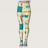 Leggings Moyenne du siècle rétro Espace atomique Age Turquo (Devant)