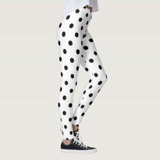 Leggings Moyens pois noirs en blanc