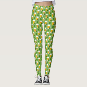 Leggings Mug de bière irlandaise avec Motif Shamrock Clover