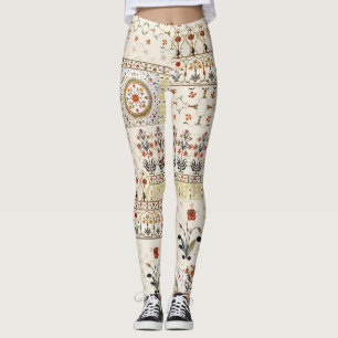 Leggings Mughal Floral Paisley : Ethnic Digital Elegance.