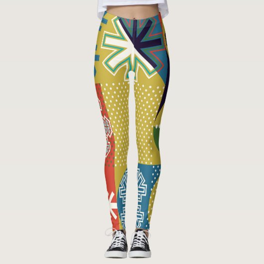 Leggings Multicolor Géométrique : Arrière - plan local de f (Devant)