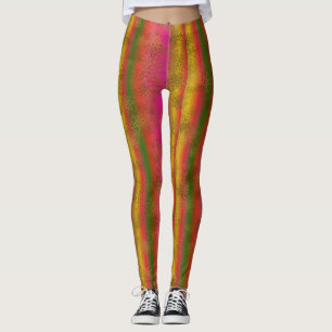 Leggings Multicolor Stripes avec Faux Gold Stars