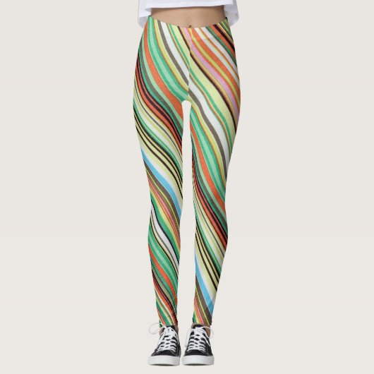 Leggings multicolores diagonalement répartis (Devant)