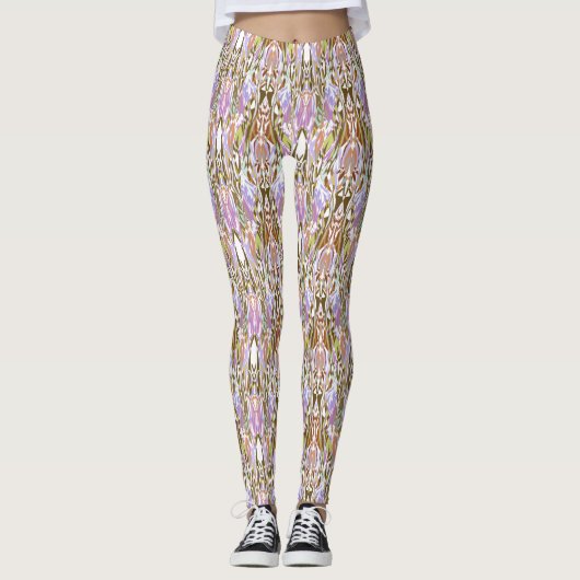 Leggings multicouleurs beige/violet pour femmes (Devant)