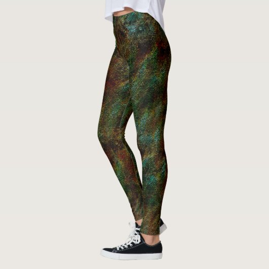 Leggings Mur vert et corail moucheté (Gauche)