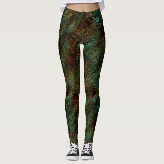 Leggings Mur vert et corail moucheté (Devant)