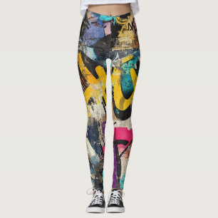 Leggings Murale de rue avec gouttes superposées et couleur