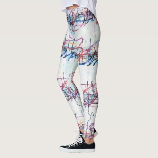 Leggings Musique couleur aquarelle Feuilles (Gauche)