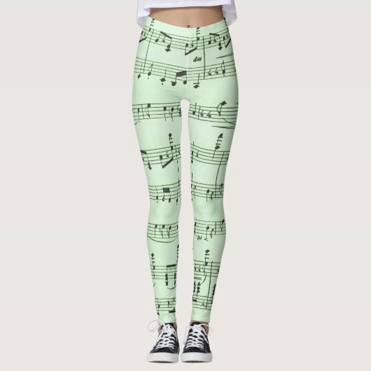 Leggings Musique de feuilles vertes (Devant)