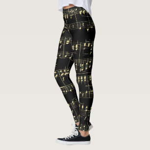 Leggings Musique d'or en noir