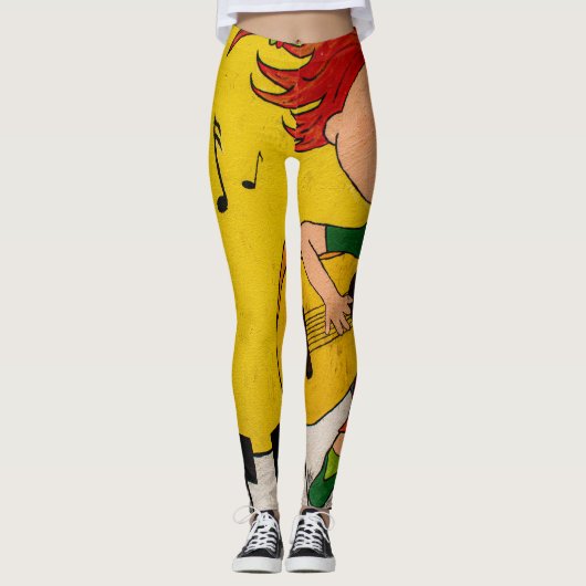 Leggings musique live jaune coloré (Devant)
