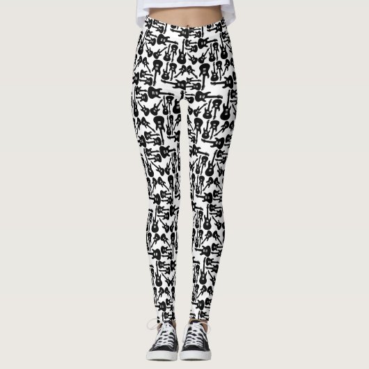 Leggings Musique Motif de guitare électrique sur mesure (Devant)