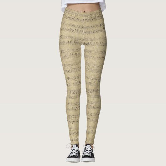 Leggings Musique vintage note musicienne Motif (Devant)