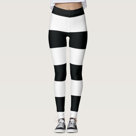 Leggings Mydeas | Bandes larges noires et blanches (Devant)