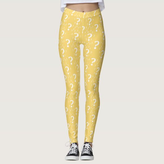 Leggings Mystère question marque énigme puzzle jaune (Devant)