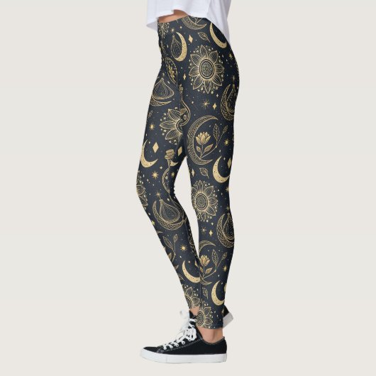Leggings Mystical Celestial Witchcraft - Gold Botanical (2) (Gauche)