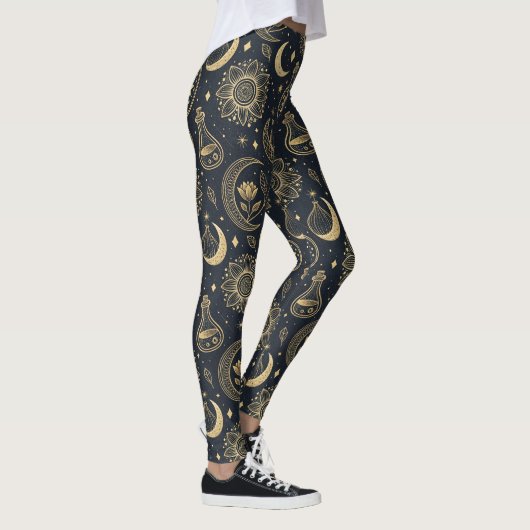 Leggings Mystical Celestial Witchcraft - Gold Botanical (2) (Droite)