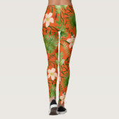 Leggings Nalani Hawaiian Tropical Garden Coral (Dos)