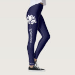 Leggings Namaste Lotus Flower Moderne Nom personnalisé<br><div class="desc">Namaste Lotus Flower Moderne Personnalisé Nom Sports Fitness Yoga Leggings dispose d'une fleur de lotus avec le texte "namaste" dans un script de calligraphie à la main moderne et personnalisée avec votre nom. Un cadeau parfait pour les amis et la famille pour l'anniversaire, Noël, Fête des Mères, les meilleurs amis,...</div>