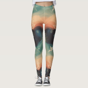 Leggings Nature abstraite : conception minimaliste de lotus