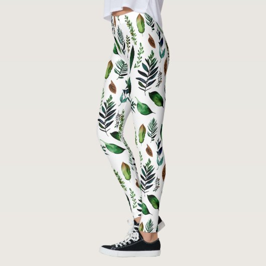 Leggings Nature botanique du feuillage vert (Gauche)