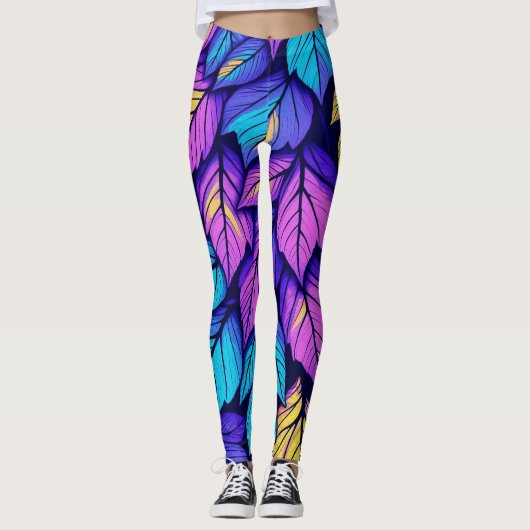 Leggings Nature colorée des feuilles vives (Devant)