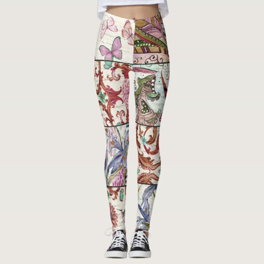 Leggings Nature Patchwork : Chic Arrière - plan sans coutur (Devant)