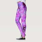 Leggings Nature rétro Abstraite cool en rose chaud et viole (Gauche)