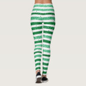 Leggings Nature Vert Blanc Horizontal Bandes Pailletées (Dos)