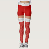Leggings Naughty Mme Santa Claus Red Hold Ups Funny Festive (Devant)