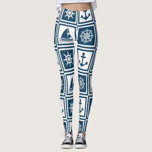 Leggings Nautical themed design (Devant)