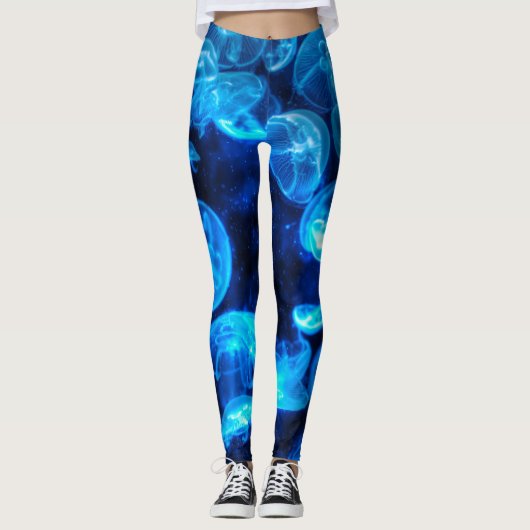 Leggings Nautique Blue Jellyfish Marine Life (Devant)