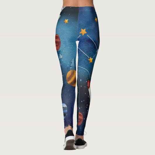 Leggings Navette spatiale Nuit Étoiles Planète (Dos)