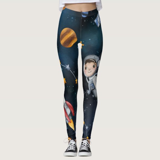 Leggings Navette spatiale Nuit Étoiles Planète (Devant)