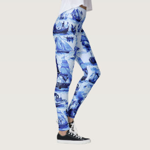 Leggings NAVIRES vintages, NAVIRES À VOILE, Bleu Marine