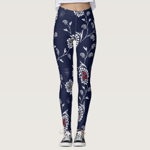 Leggings Navy Paisley : Design Motif élégant.