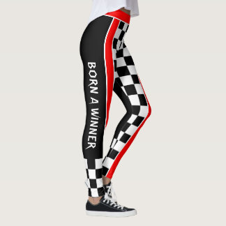 Leggings Né un Gagnant sur damier blanc sur votre couleur