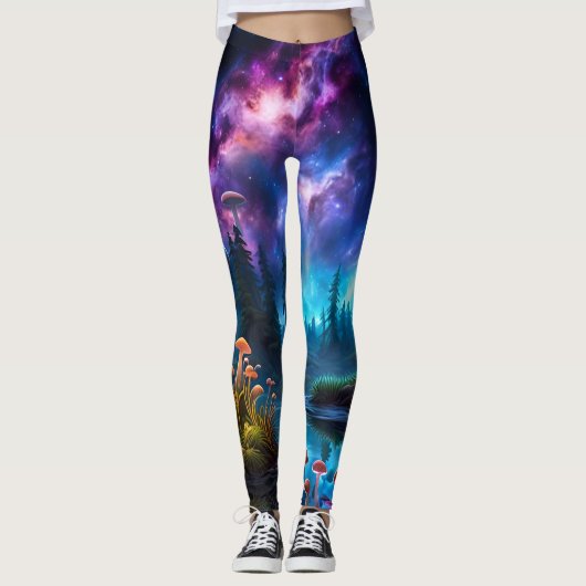Leggings Nebula et les champignons Aliens bioluminescents (Devant)