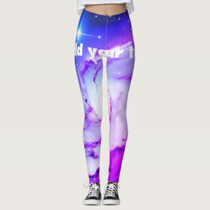 Leggings Nébuleuse galaxie bleue rose violet ajoutez votre
