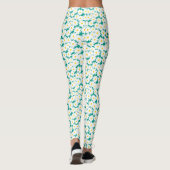 Leggings Négative Space Daisies blanc jaune sur vert (Dos)