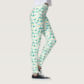 Leggings Négative Space Daisies blanc jaune sur vert (Droite)