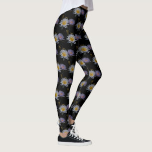 Leggings Nénuphars de Lotus blancs et violets