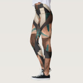 Leggings Neo Art Deco Geometric Teal Copper Gold Sunburst (Gauche)