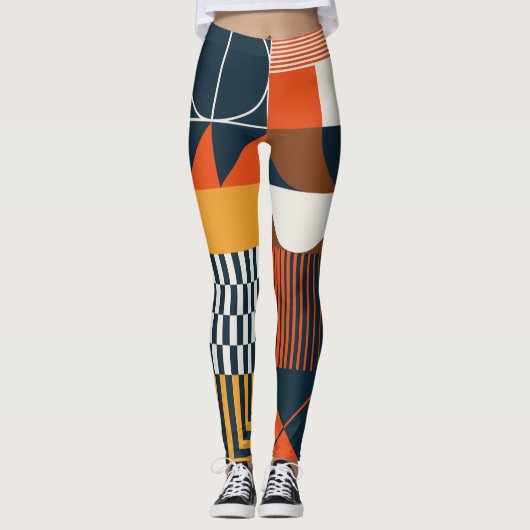 Leggings Neo geo : composition abstraite vintage (Devant)